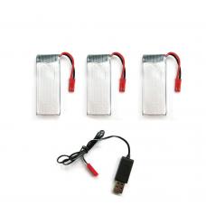 Battery (3)  + USB (1) for HydraQuad 2535 3-in-1 Hybrid Air To Water Stunt Drone