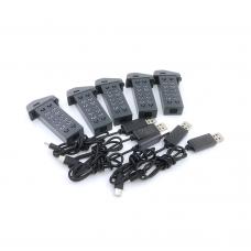 OEM Batteries 5PCS & USB Chargers 5PCS for PLEGBLE PL-515 Drone
