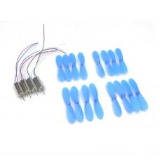 OEM Blue Color Propellers (16pcs) + Motors (4PCS) for Sharper Image LED Glow Up Stunt Drone 1013086 / 1013082  / 1012414