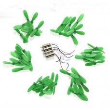 12 Pairs of Green Propellers (48pcs) + 1 Set of Motors (4PCS) for Sharper Image LED Glow Up Mini Stunt Drone 1013086 1013082 and 1012414