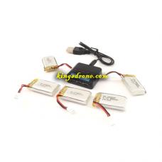 Rechargeable Li-Po Extra Battery (5) and 5-in-1 Battery Charger (1) for Sky Rider Eagle 3 Pro Drone