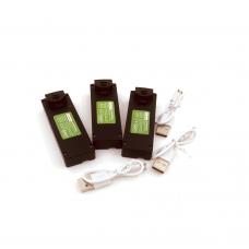OEM LiPo Battery 3pcs + USB Charger 3pcs – Compatible with SkyTrek DRCSC2-GRY-T57-4