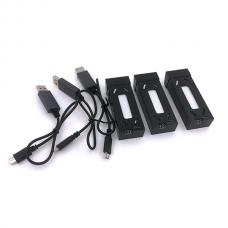 OEM Lipo Battery (3pcs) and USB Power Cable (3pcs) for ASC-2600 CT-6439 Video Drone